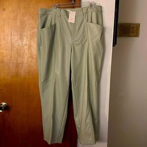 A New Day sage green faux leather pants size 17 junior or see measurements
